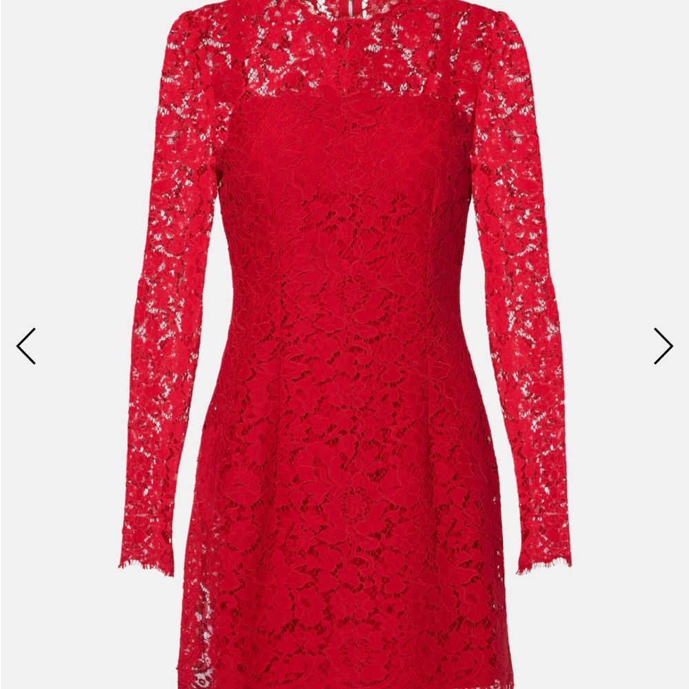 Dolce & Gabbana Vibrant Red Lace Long Sleeve Dress